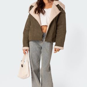 Faux Suede Shearling Oversized Jacket