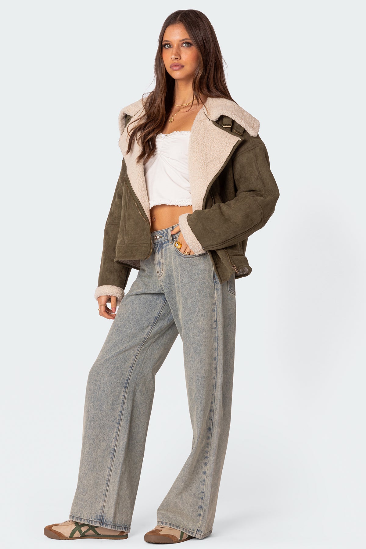 Faux Suede Shearling Oversized Jacket - Image 5