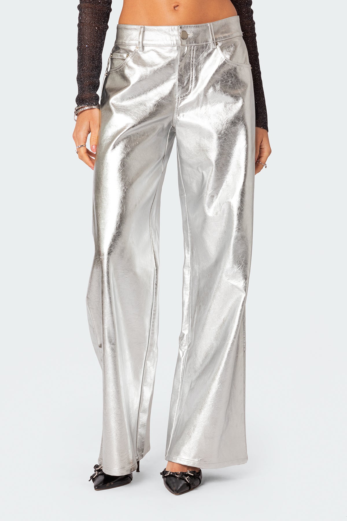 Kim Metallic Faux Leather Pants - Image 2