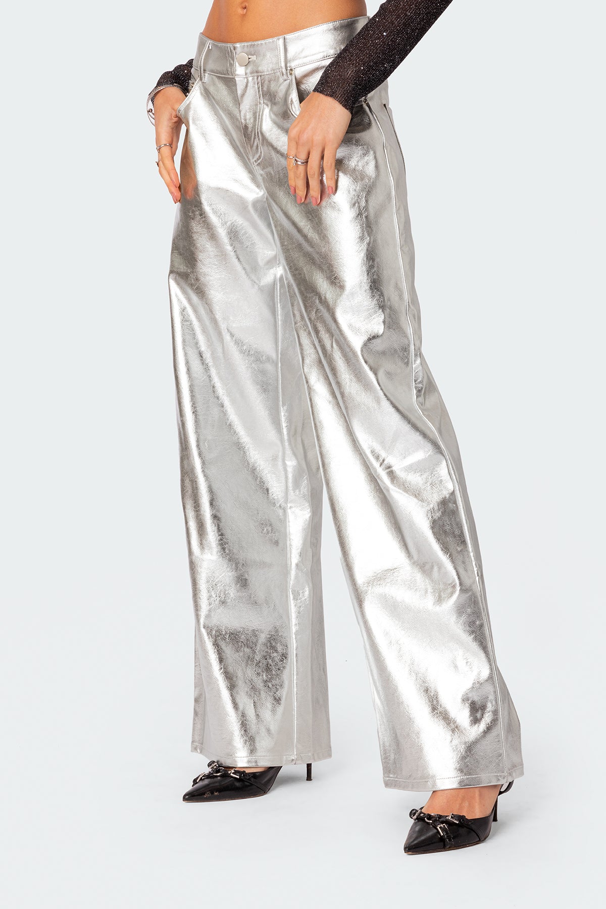Kim Metallic Faux Leather Pants - Image 3