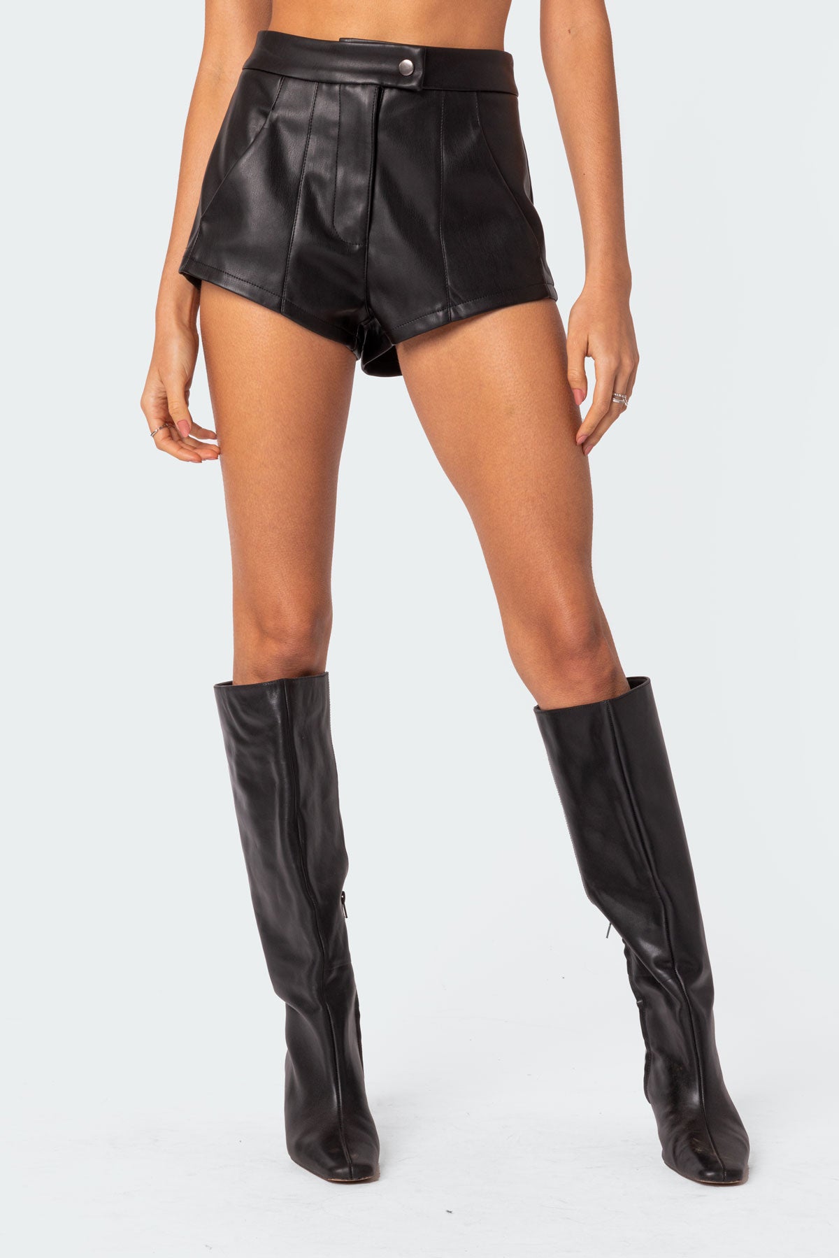 Ramona High Rise Faux Leather Micro Shorts - Image 2
