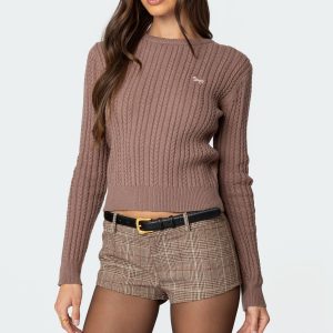 Beverly Bow Cable Knit Sweater