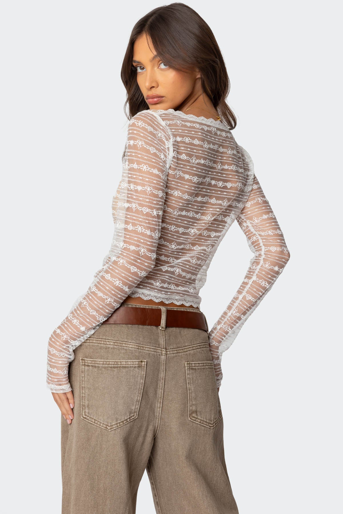 Heart & Bow Sheer Lace Top - Image 5