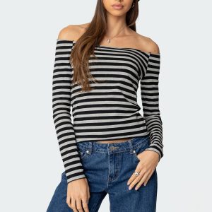 Nelligan Striped Off Shoulder Top