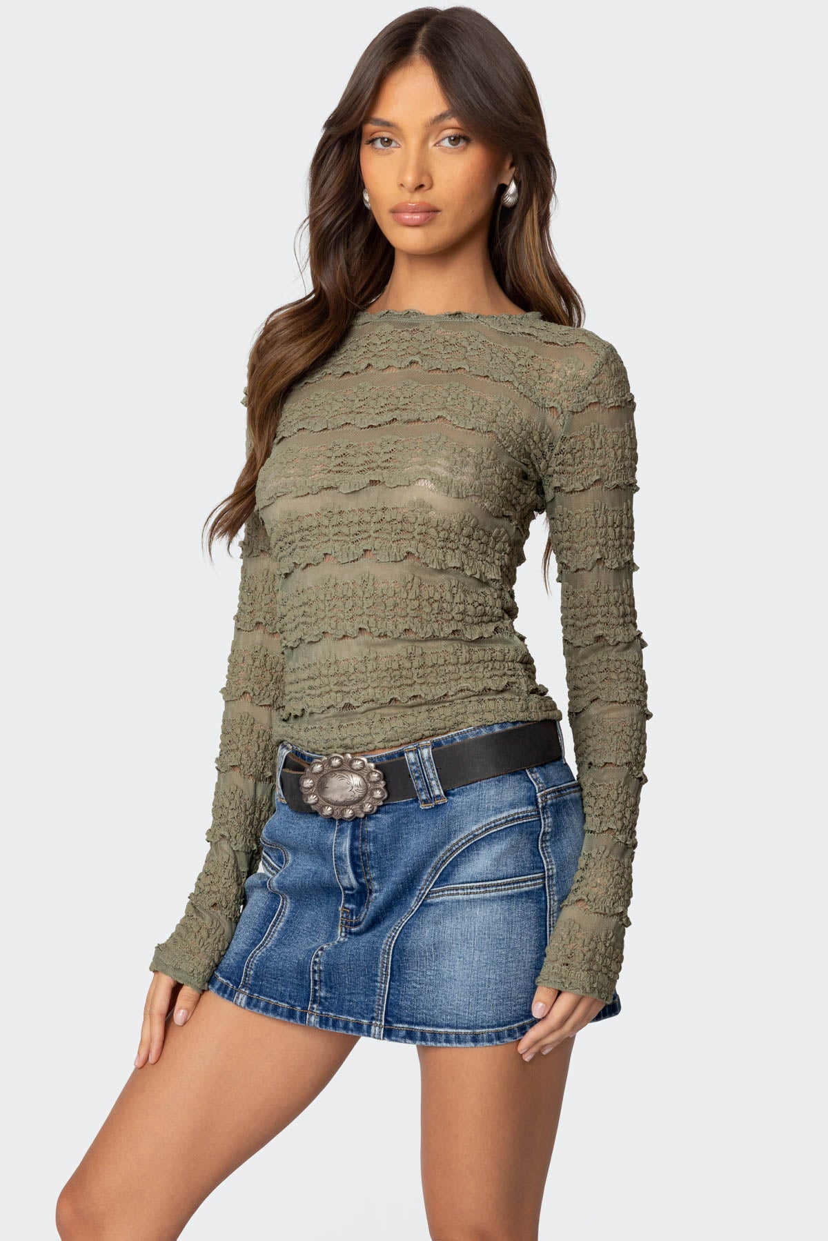 Daisey Textured Sheer Lace Top - Image 4
