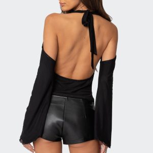 Open Shoulder Cowl Neck Top