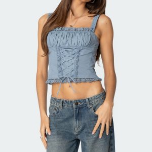 Juliet Ruched Lace Up Corset