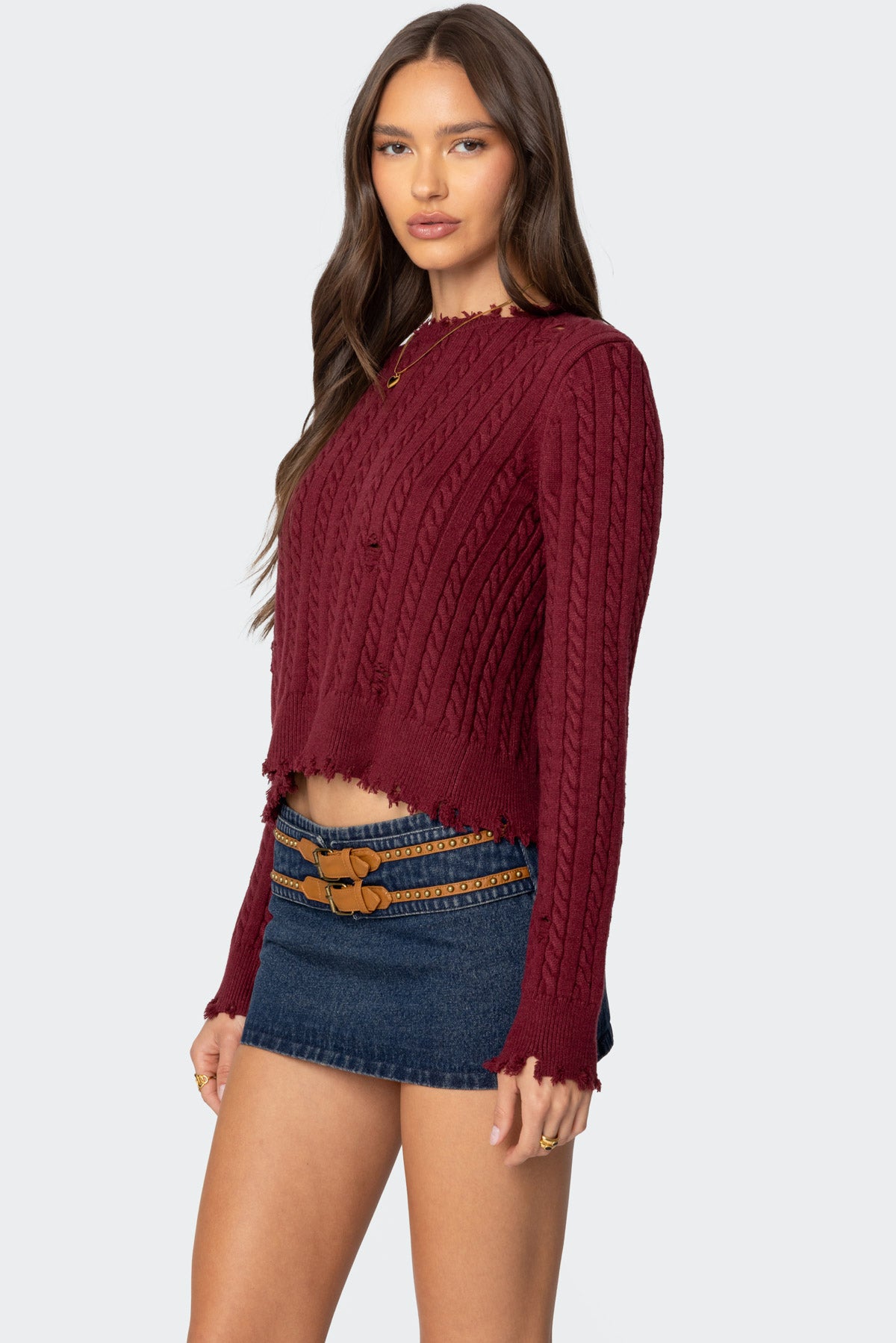 Split Open Back Cable Knit Sweater - Image 4