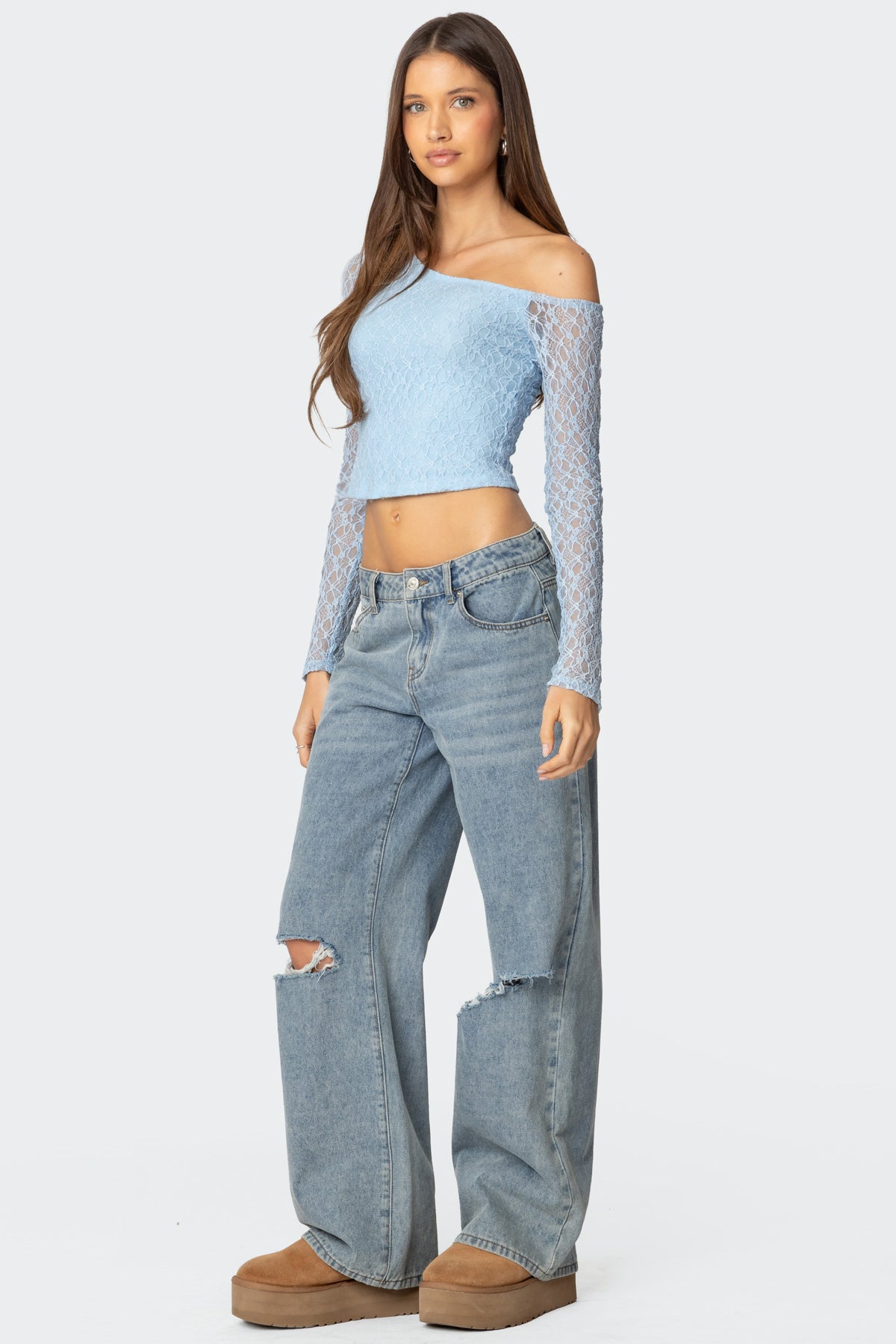 Fabia Asymmetric Textured Lace Top - Image 4