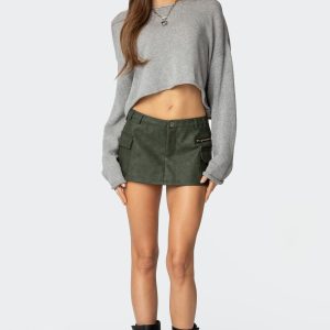 Faux Leather Cargo Micro Skort