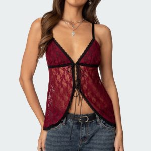 Maude Tie Front Sheer Lace Top