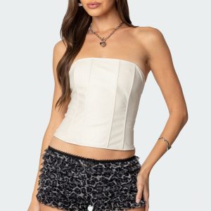 Betty Lace Up Faux Leather Corset