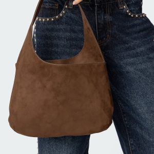 Faux Suede Shoulder Bag