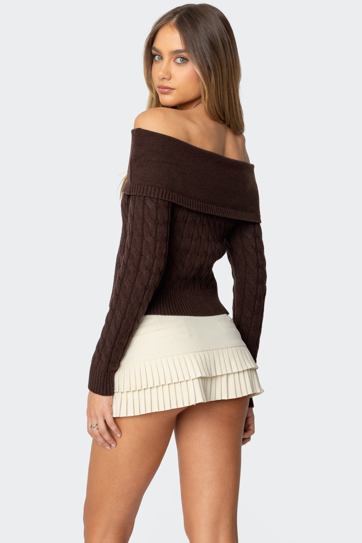 Glenn Fold Over Cable Knit Sweater - Image 4