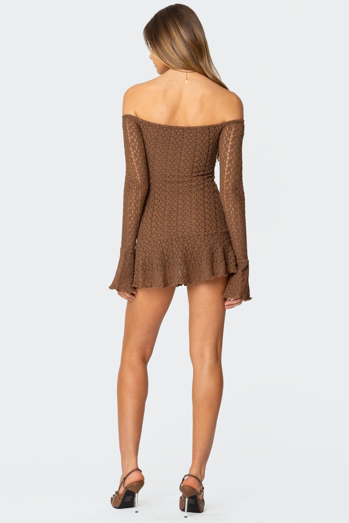 Mya Off Shoulder Textured Mini Dress - Image 4