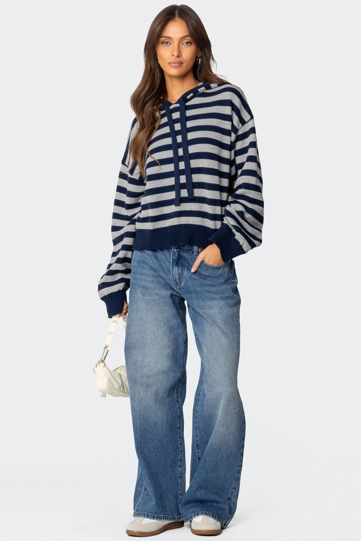 Striped Hooded Knit Sweater - Image 2
