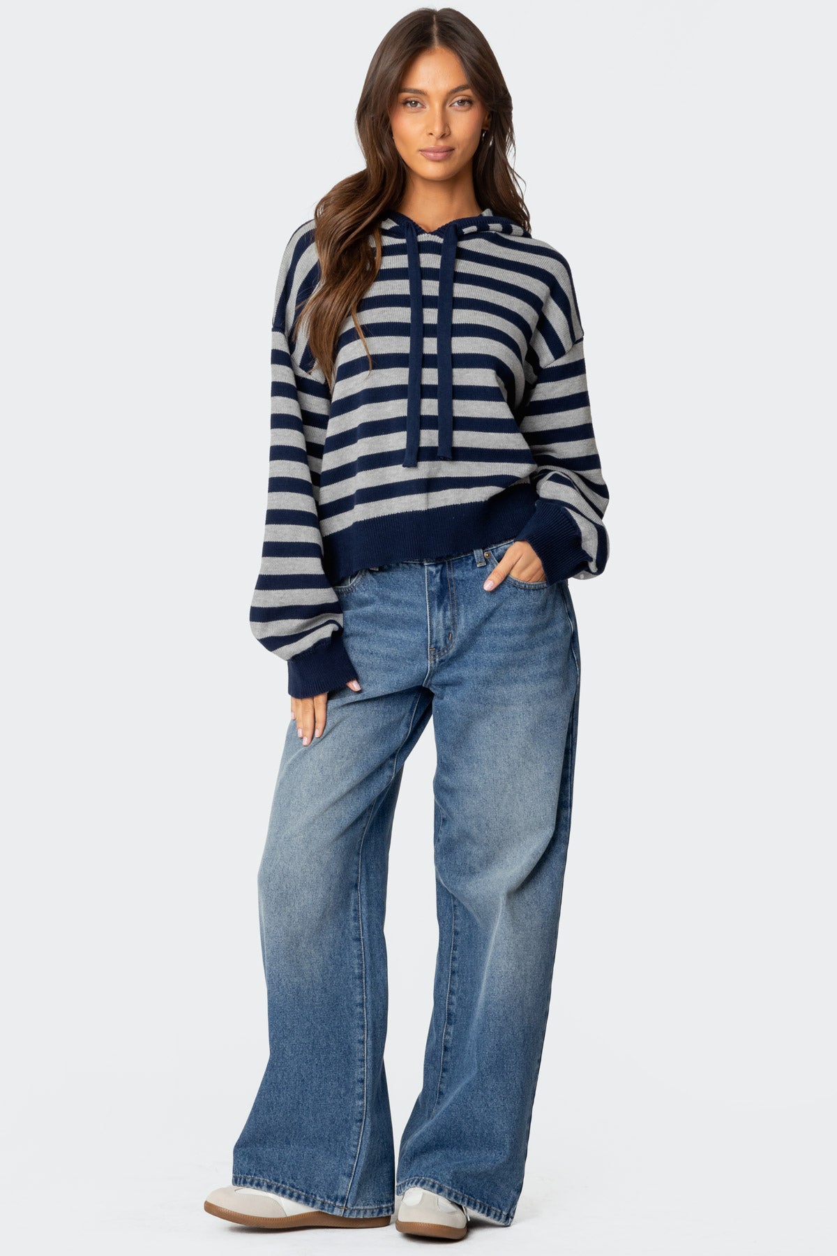 Striped Hooded Knit Sweater - Image 4