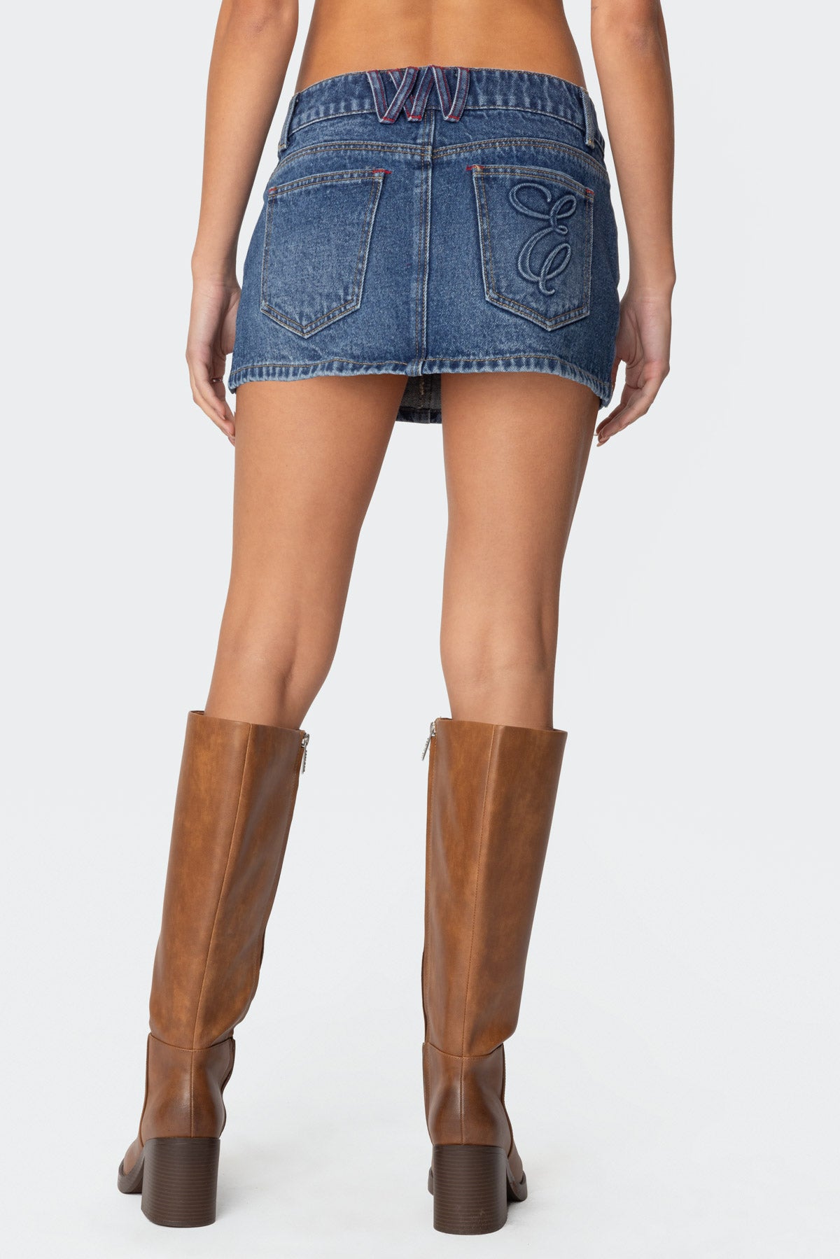 Embroidered Pocket Denim Mini Skirt - Image 5