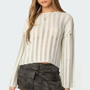 Stripey Shredded Sweater
