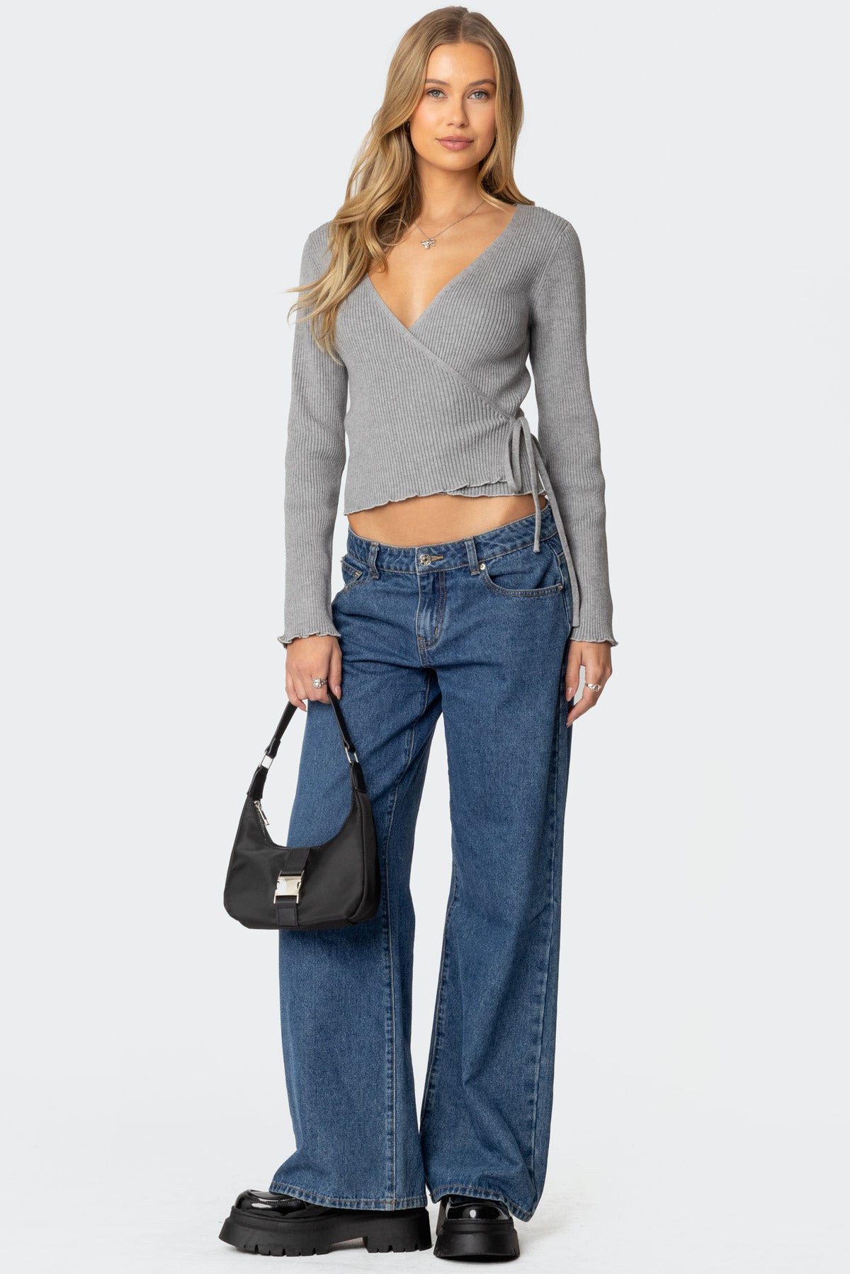 Paden Ribbed Knit Wrap Top - Image 2