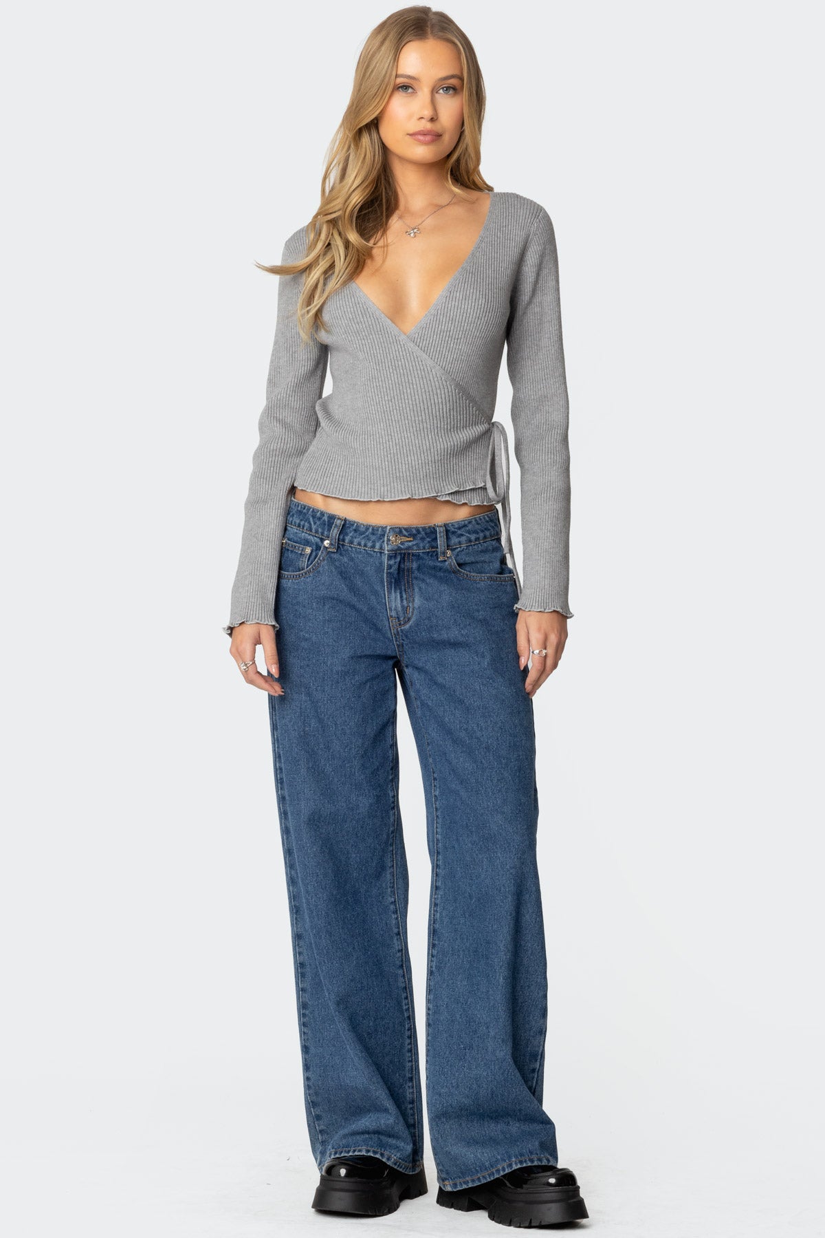 Paden Ribbed Knit Wrap Top - Image 5