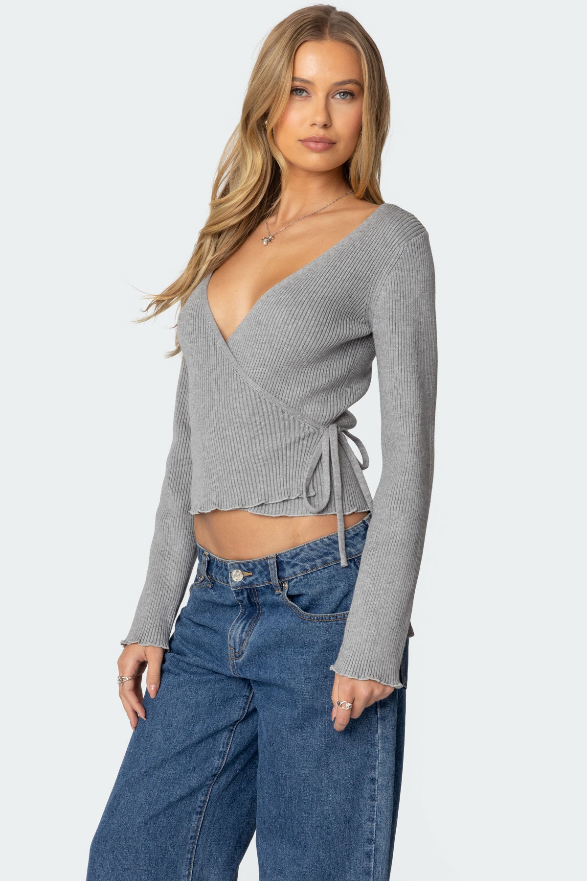 Paden Ribbed Knit Wrap Top - Image 3