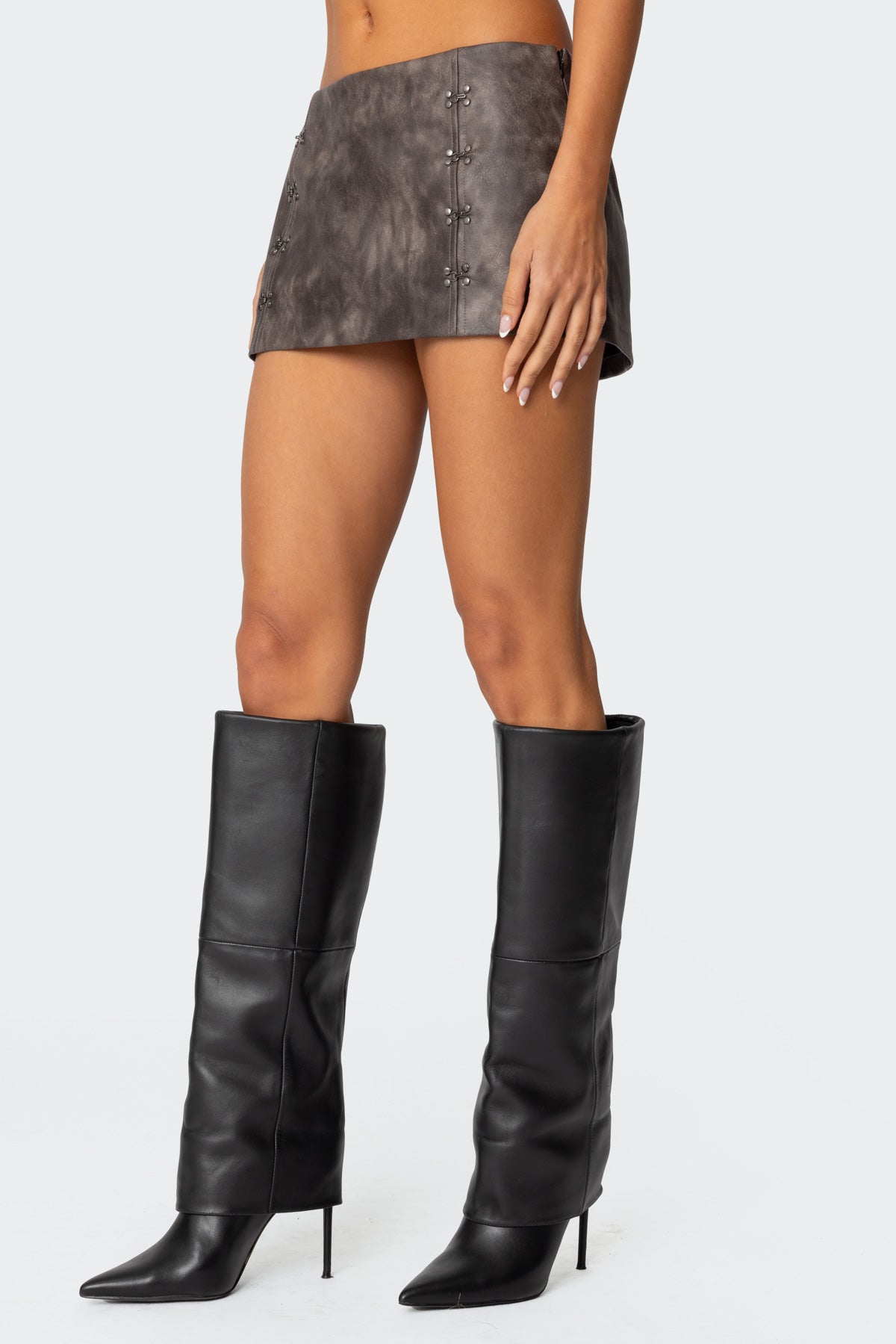 Camille Faux Leather Mini Skort - Image 4