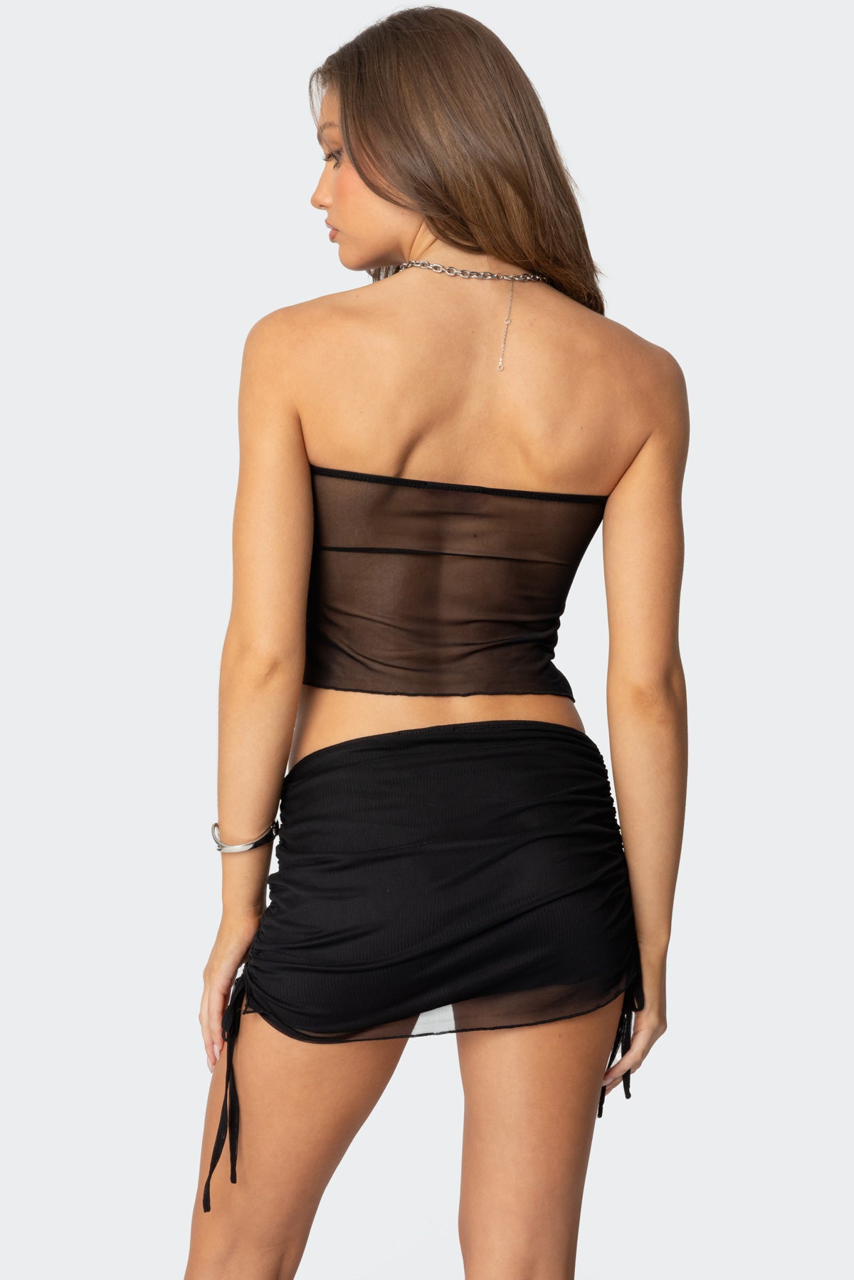 Joy Asymmetric Sheer Mesh Tube Top - Image 4