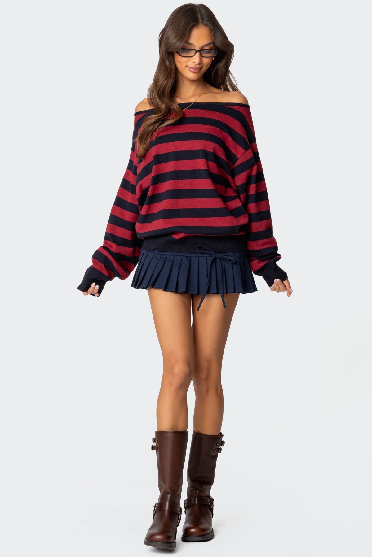 Sterling Striped Off Shoulder Sweater - Image 3