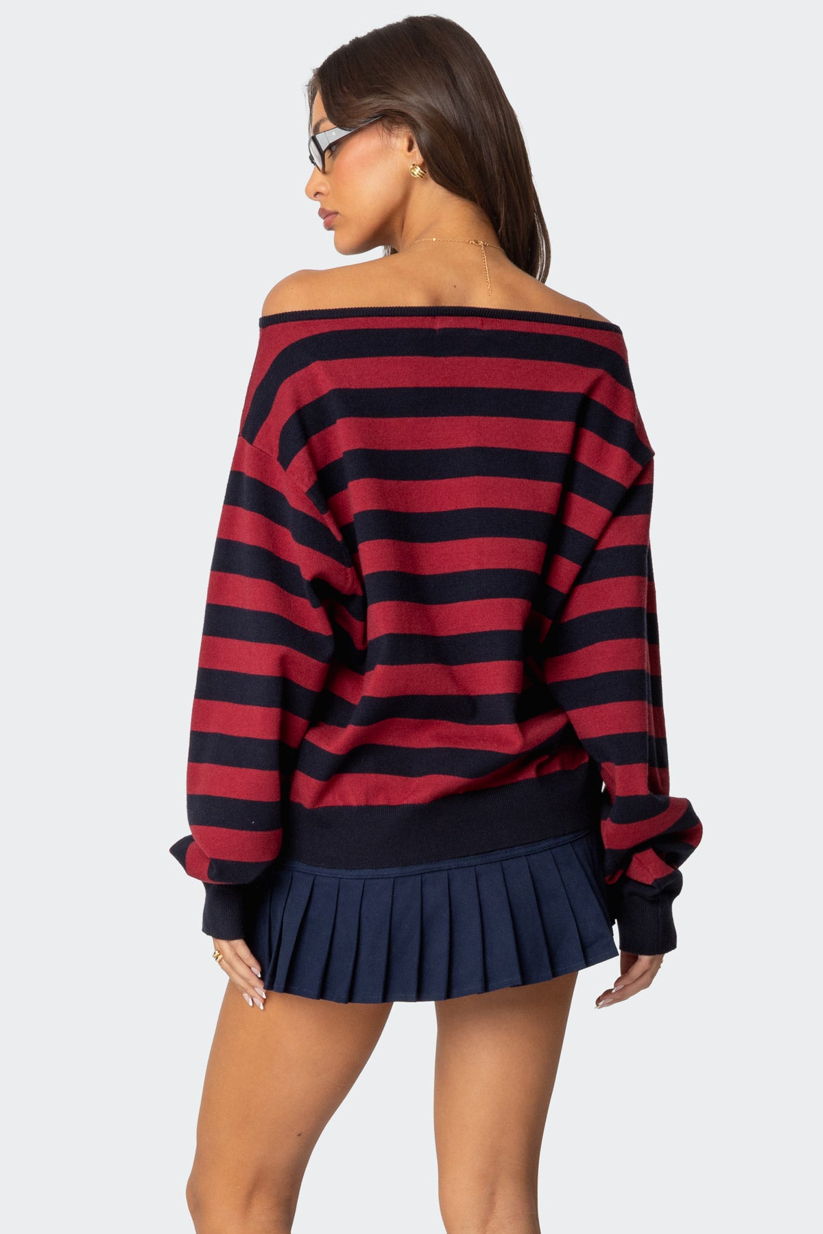 Sterling Striped Off Shoulder Sweater - Image 2