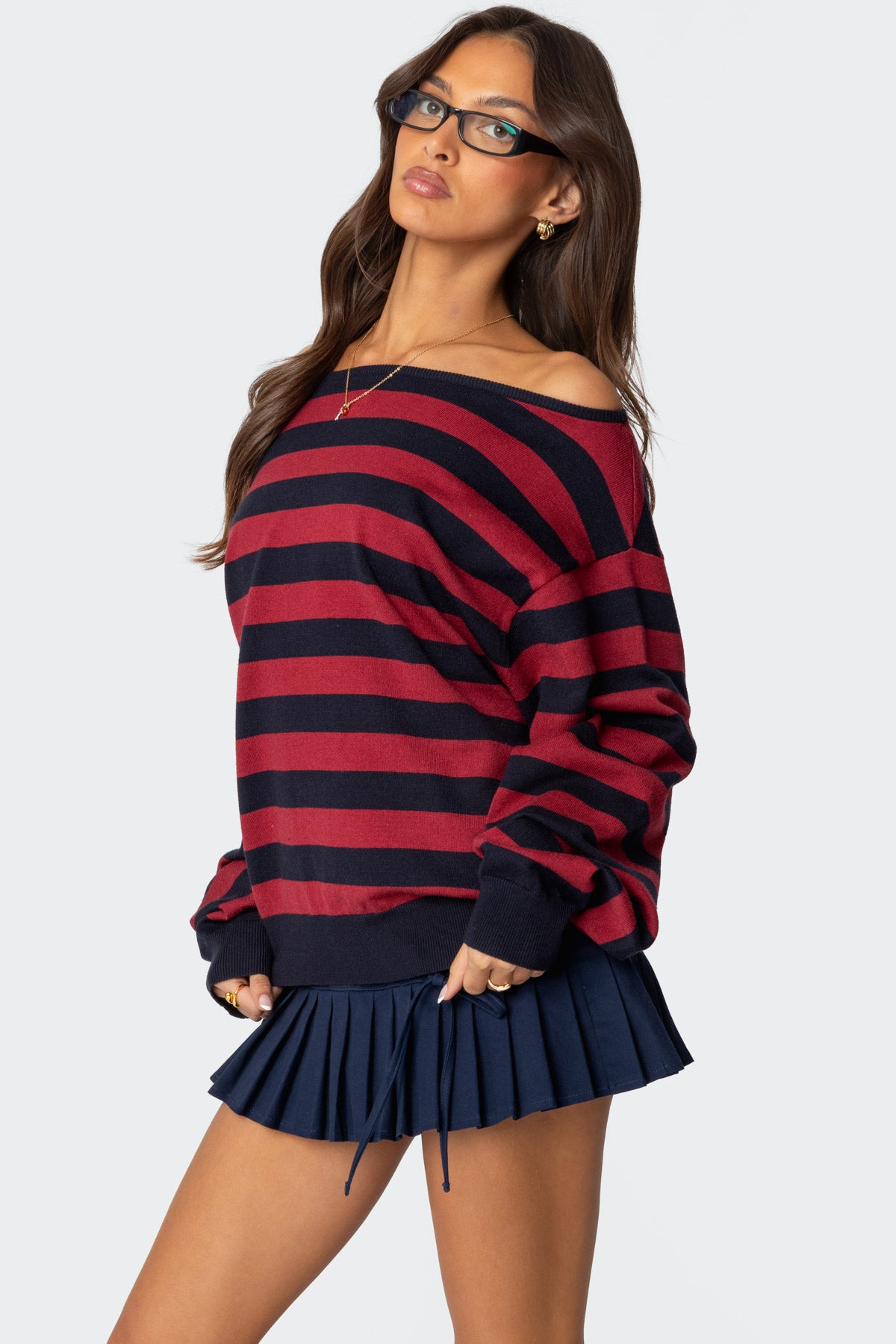 Sterling Striped Off Shoulder Sweater - Image 4