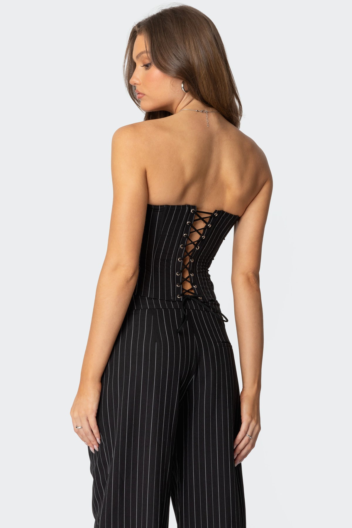 Aliza Strapless Pinstripe Corset - Image 4
