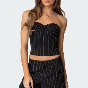 Aliza Strapless Pinstripe Corset