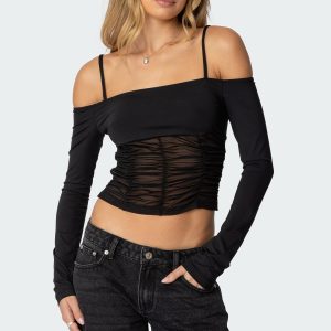 Susie Off Shoulder Mesh Top