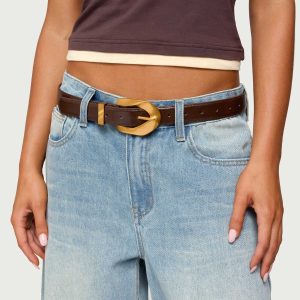 All Buckled Faux Leather Belt