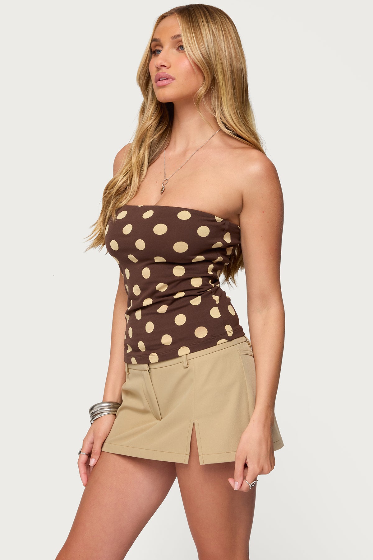 Polka Dot Built In Bra Tube Top - Image 3