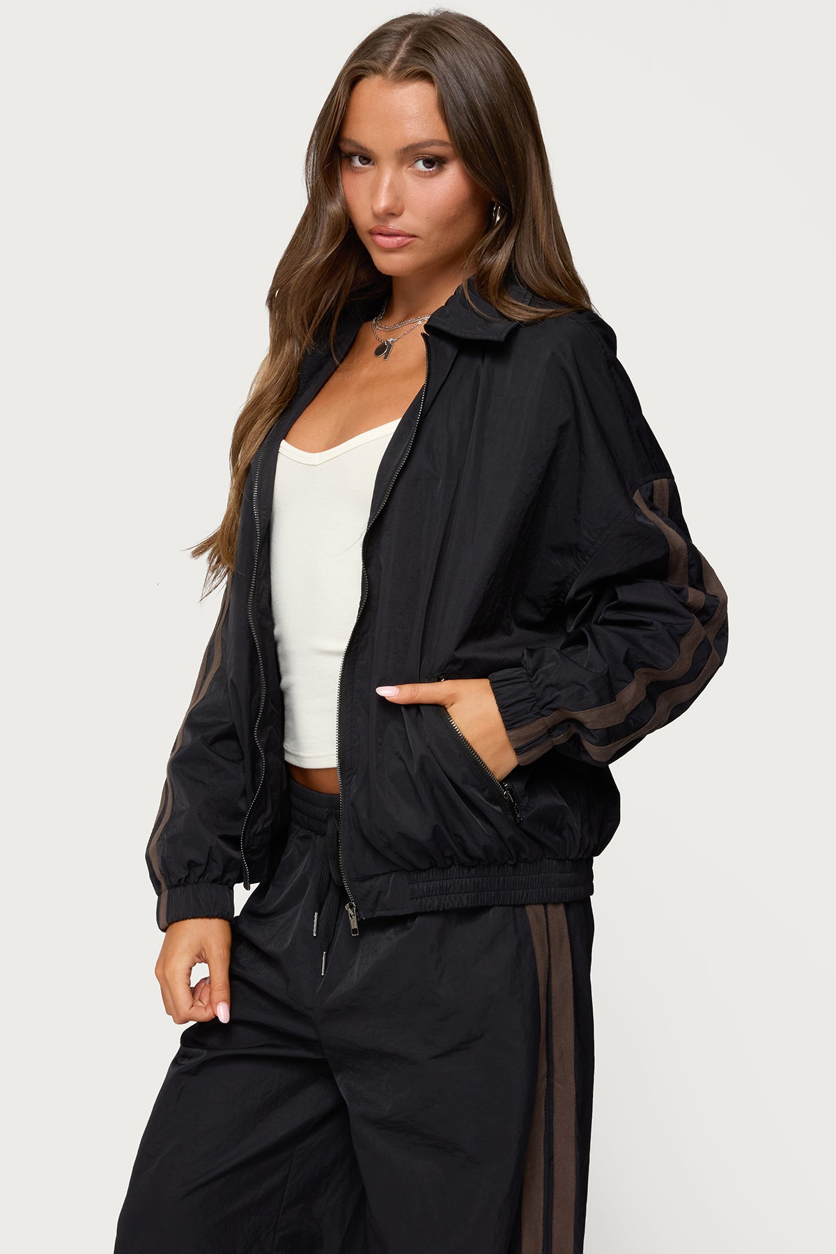 Kieran Stripey Nylon Track Jacket - Image 4