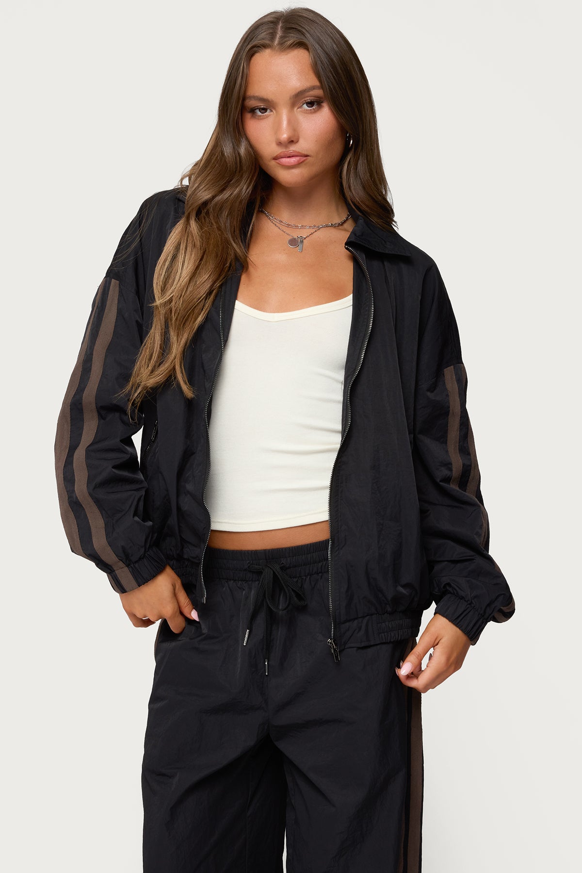 Kieran Stripey Nylon Track Jacket - Image 2