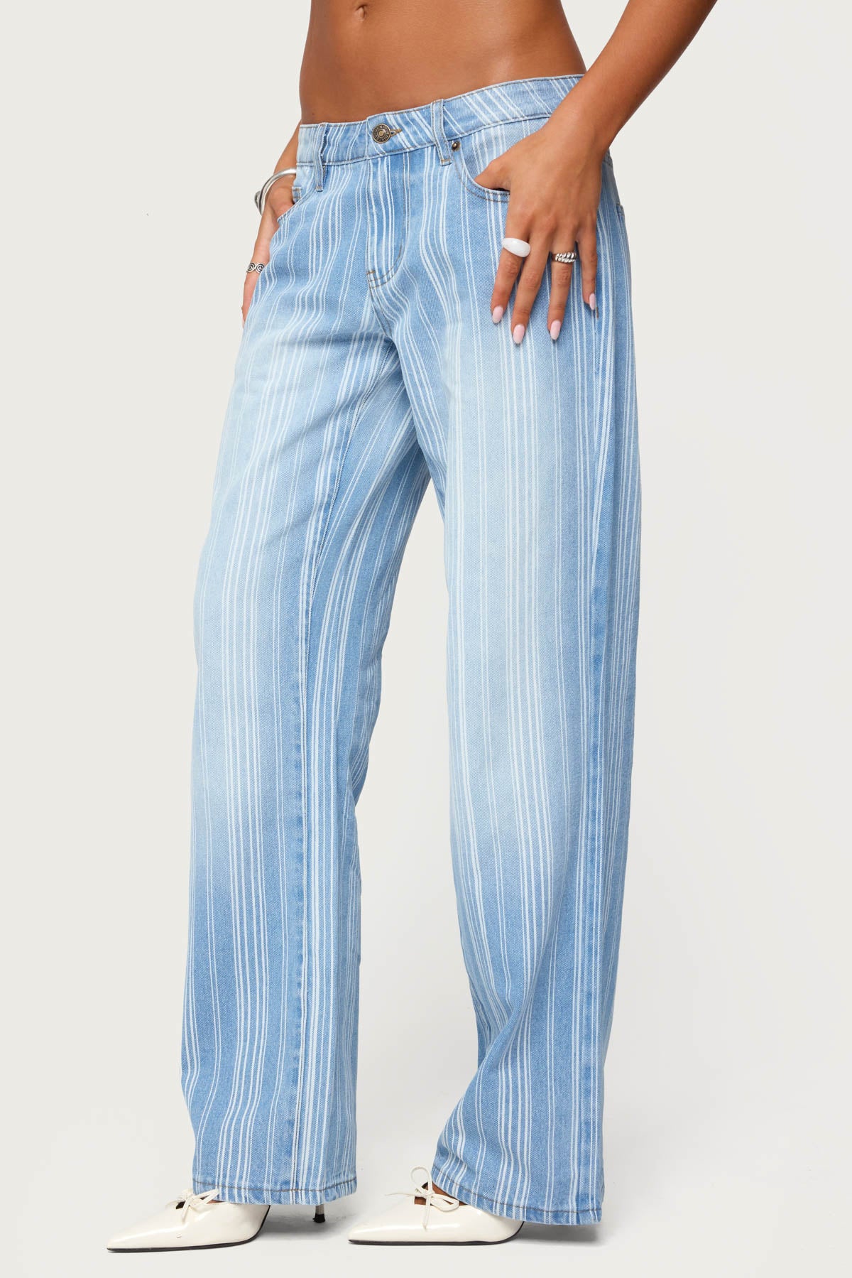 Tera Striped Low Rise Jeans - Image 4