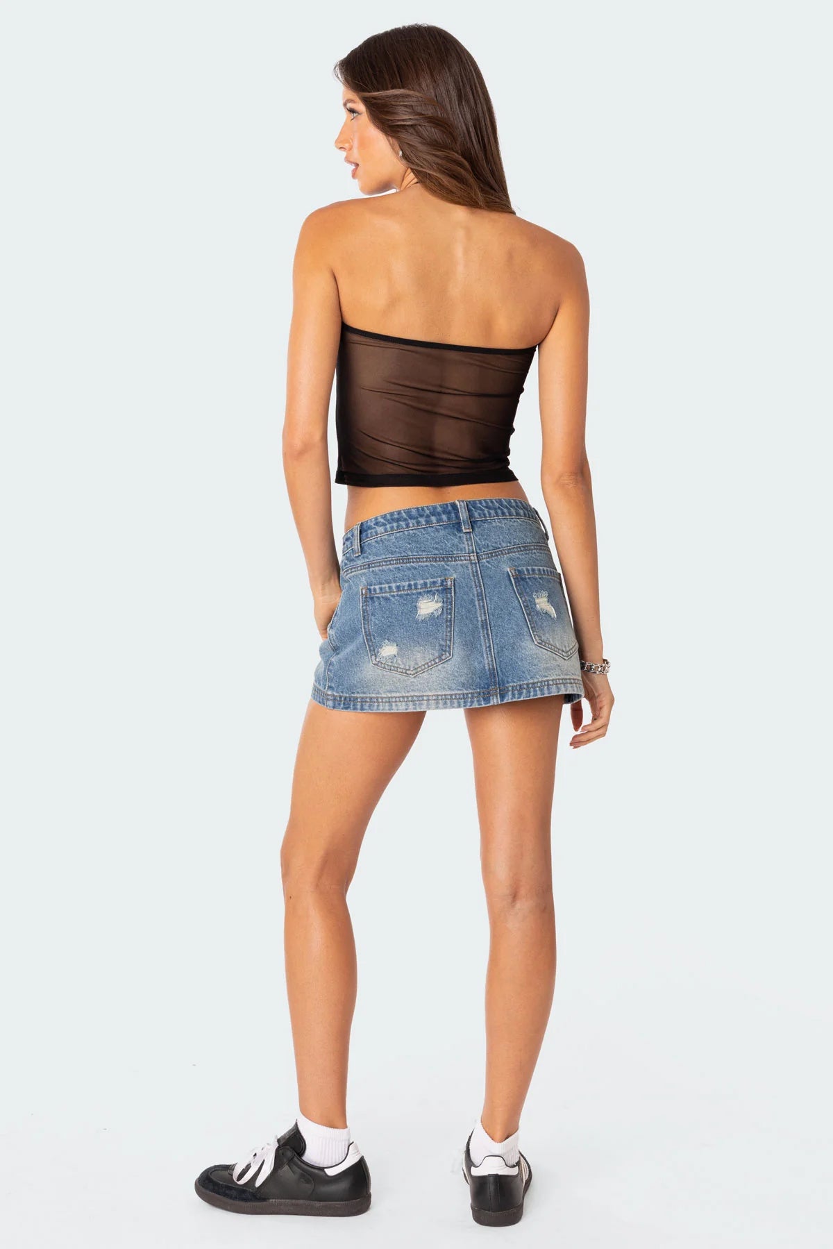 Distressed Denim Mini Skirt - Image 3