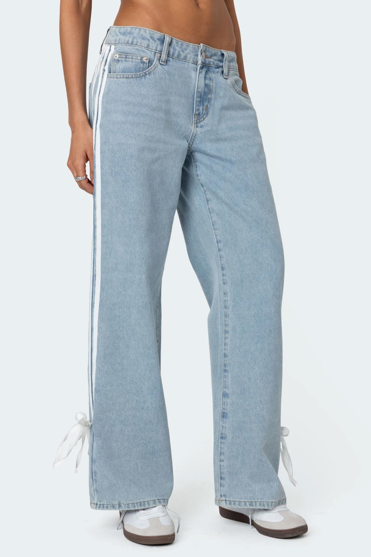 Washed Low Rise Ribbon Jeans - Image 2