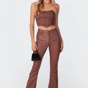 Luna Faux Leather Flare Jeans