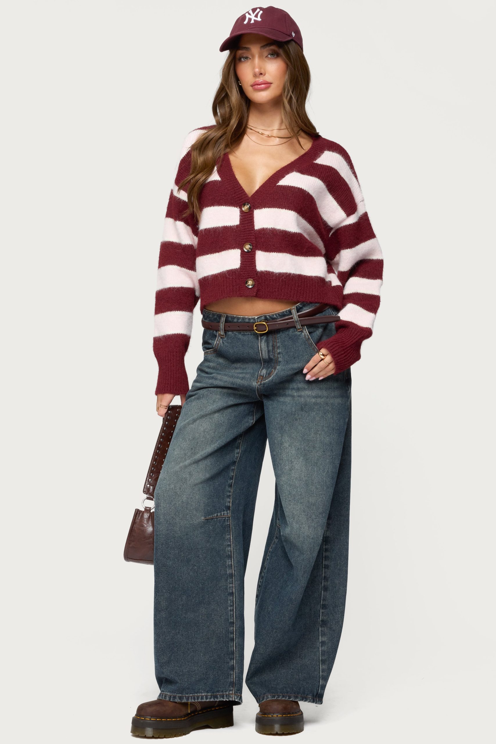 Kaz Striped Knit V Neck Cardigan - Image 3