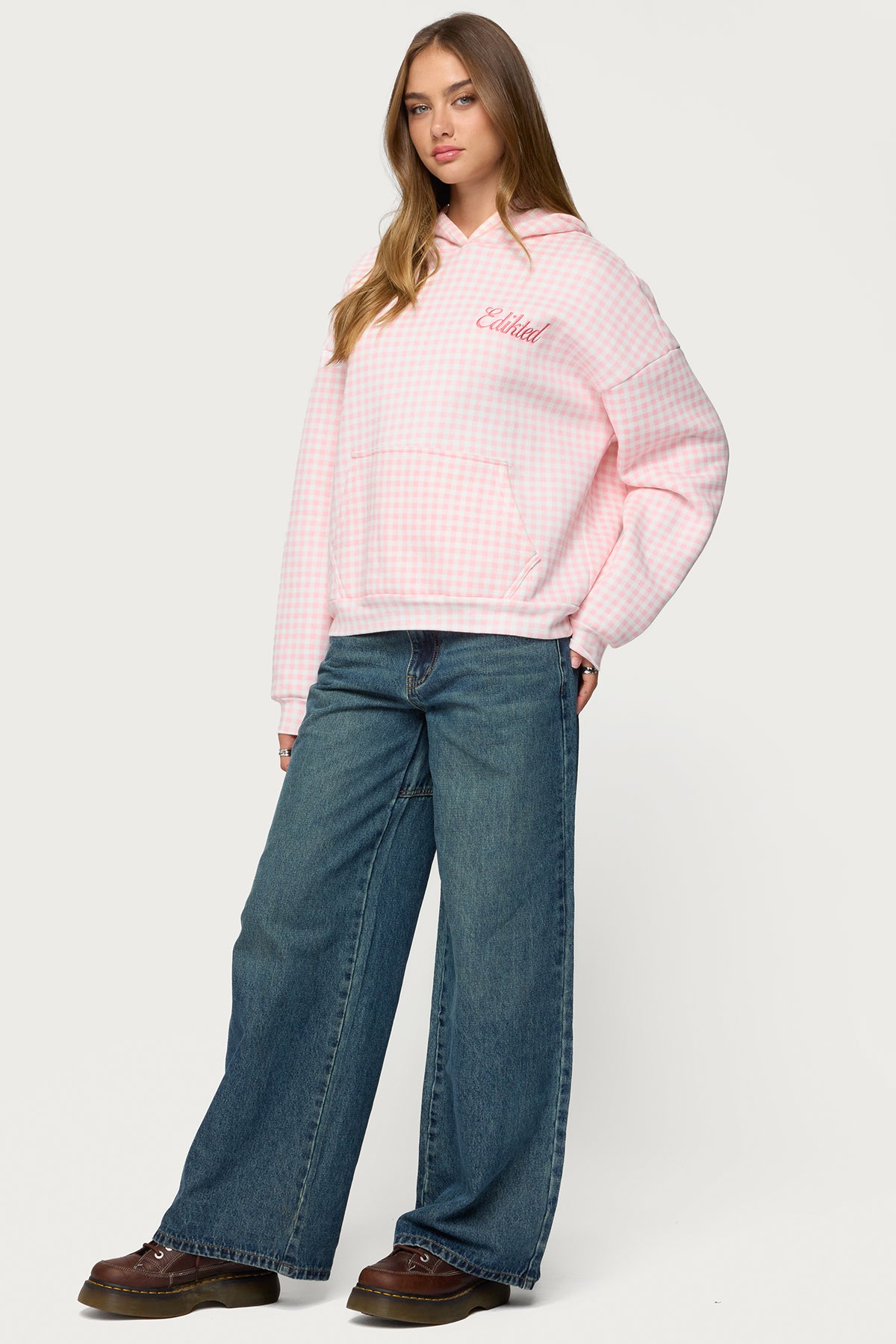 Edikted Gingham Oversized Hoodie - Image 4