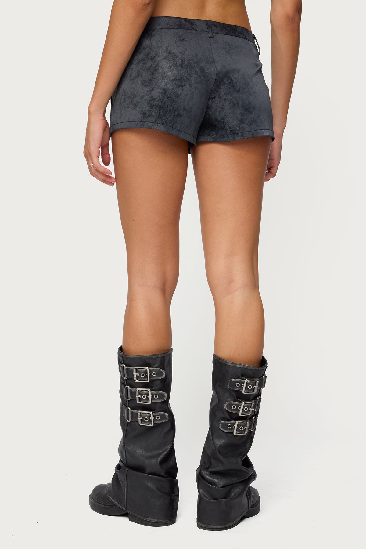Rhiley Contrast Faux Suede Micro Shorts - Image 5