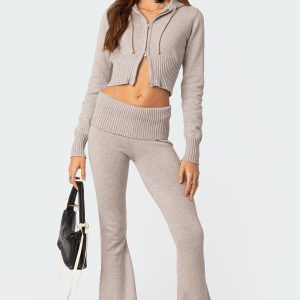 Desiree Knitted Low Rise Fold Over Pants