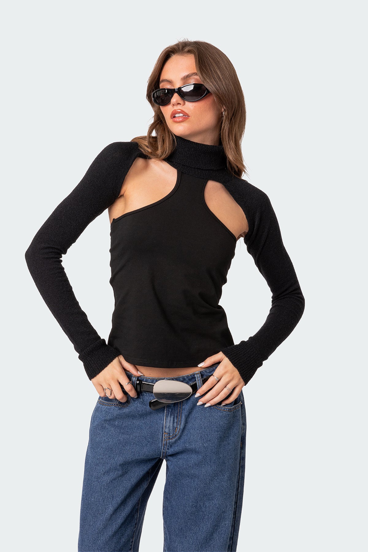 Turtle Neck Shrug Sweater - Image 2