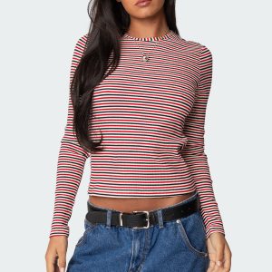 Corina Ribbed Stripey Long Sleeve T Shirt