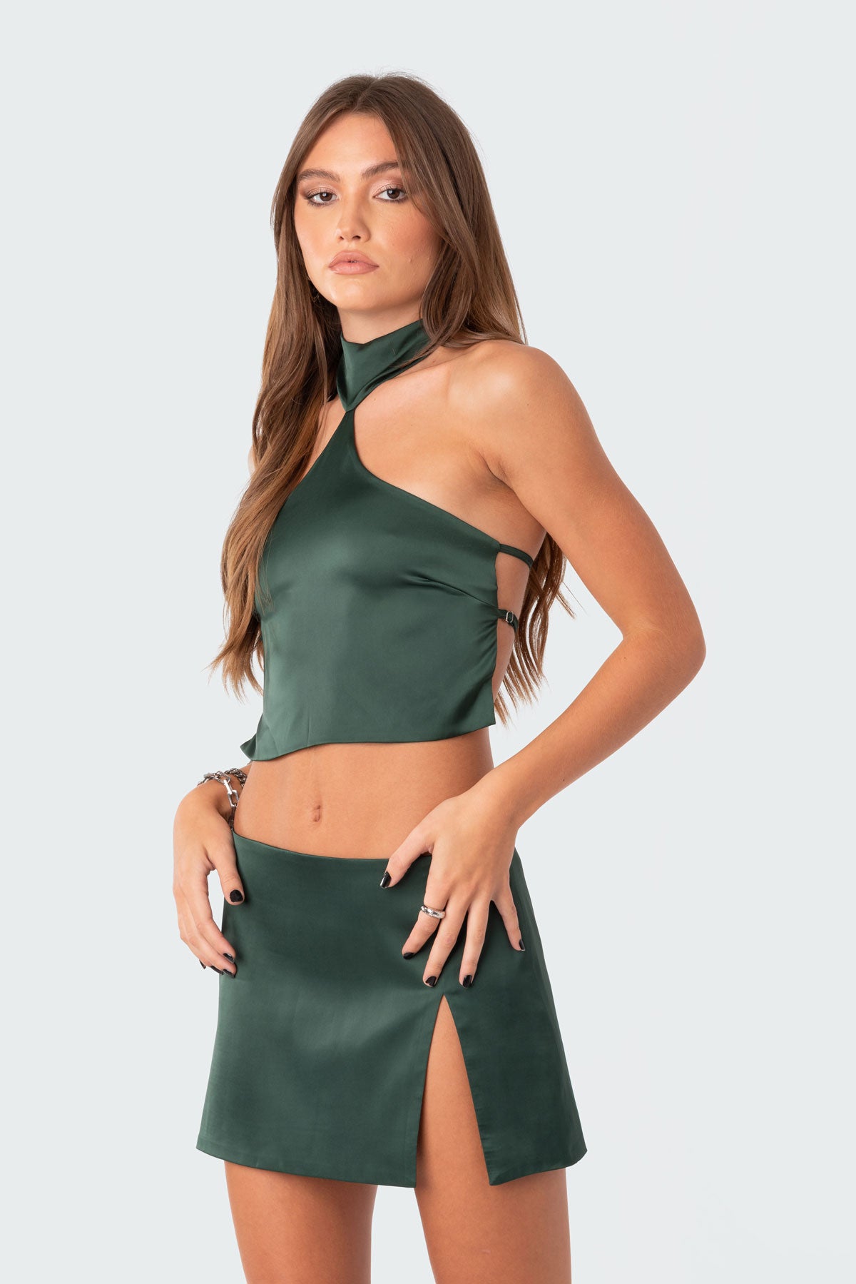 Daina Satin Effect Open-Back Crop Top - Image 3