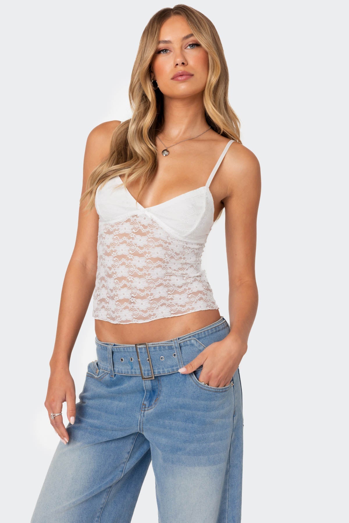 Eira Sheer Lace Tank Top - Image 3